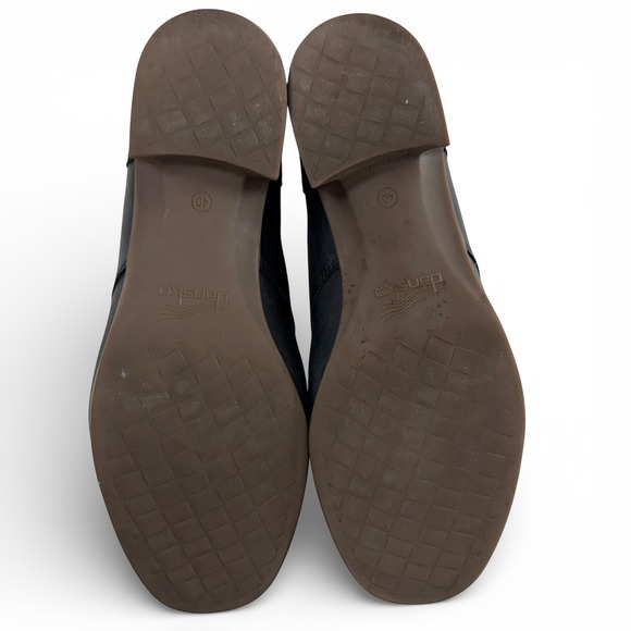 Dansko Louis Lace Up Oxford Shoes Size 40 / 9.5 Gray Leather Metallic Block Heel - Picture 9 of 10